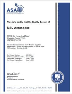 ASA 100 NSL Aerospace certificate